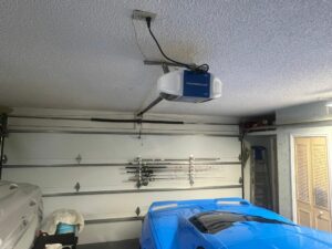 garage door with fishing poles